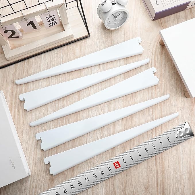 20 Pcs Adjustable Shelf Brackets for Double Track System Closet Organization Heavy Duty Wire Shelf Brackets(White,7 Inch)