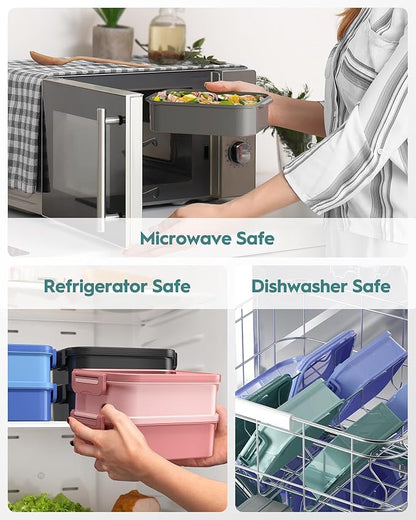 Adults Bento Box with Insulated Lunch Bag, 74oz Capacity 3 Stackable Leak-Proof Bento Box Built-In Utensil and Sauce, PFAS & BPA-Free, Microwave & Dishwasher Safe (Mint Green)