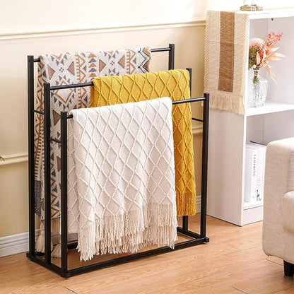 Honiter Towel Racks for Bathroom, 3 Tier Free Standing Towel Rack, Blanket Drying and Display Rack for Oversized Bath Towels Bathroom Accessories, Next to Tub or Shower