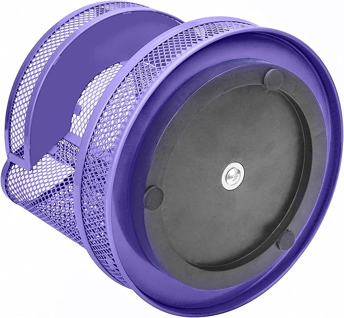 Annova Mesh Desk Organizer Rotate with 5 Compartments Round Spinning Tidy Candy/Pen Holder Desk Accessories Office, Art Supply, Storage, Classroom, Home (Purple)
