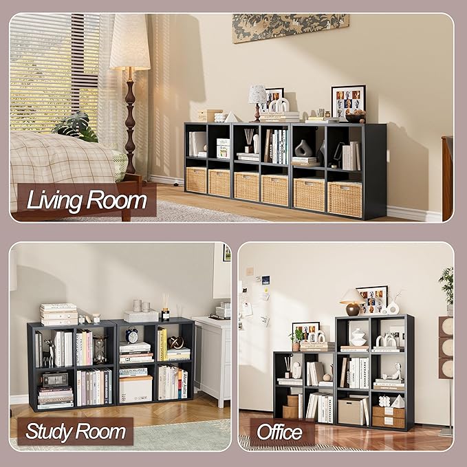 4-Cube Storage Organizer, Modern Cube Shelf, Small Bookshelf Storage Unit, Open Cubicle Bookcase for Living Room, Bathroom, Entrance Hall, Entryway
