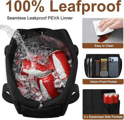 Corduroy Lunch Box Lunch Bag for Women Men, Cute Strawberry Small Insulated Reusable Work Leakproof Simple Lunch Boxes Tote Bag Adults Cooler Bag