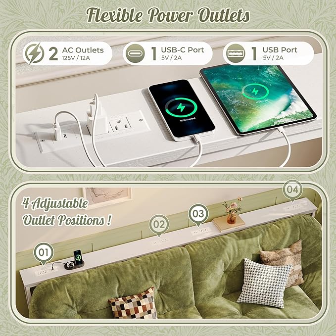 Huuger 102.4 Inch Sofa Table with Power Outlets, 23.9’’-34.4’’ Height Adjustable Range, Behind Couch Table with USB-C Ports, Sofa Tables Narrow Long, Skinny Console Table, for Small Spaces, White