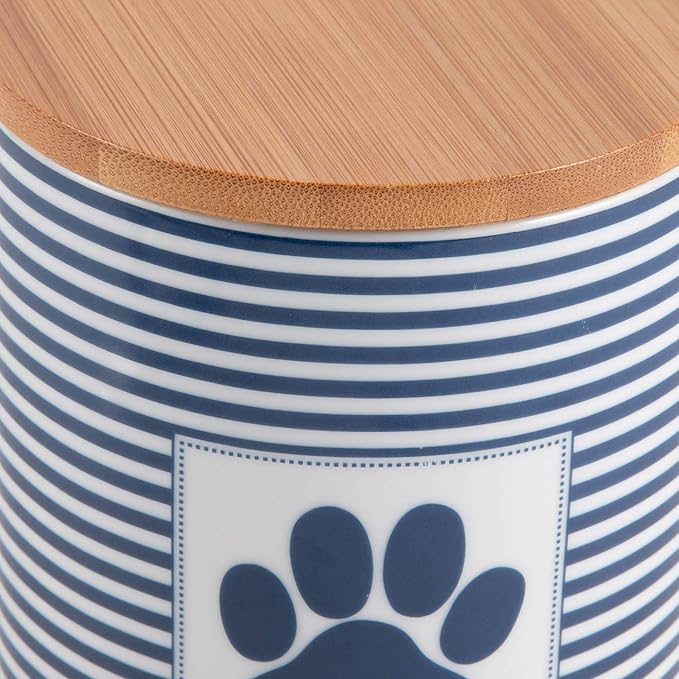Bone Dry Paw & Patch Ceramic Pet Collection, Treat Canister, 4x6.5, Nautical Blue