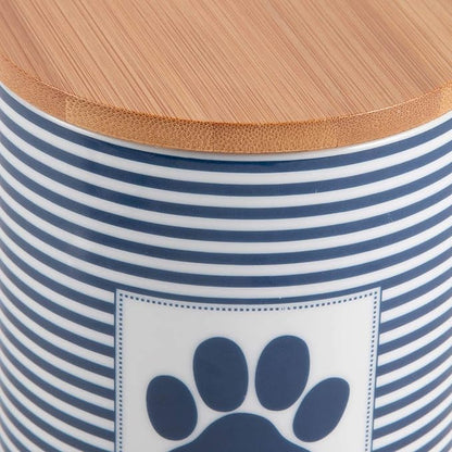 Bone Dry Paw & Patch Ceramic Pet Collection, Treat Canister, 4x6.5, Nautical Blue