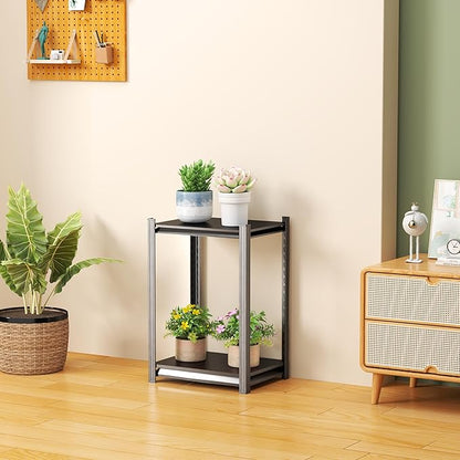 Kitchen Storage Shelves, 22''H*14''W Microwave Stand, Adjustable Metal Shelving, 800LBS Bakers Rack, Black Kitchen Shelf, 2-Tier Shelving Unit for Bathroom, Pantry, Laundry, Closet, Garage