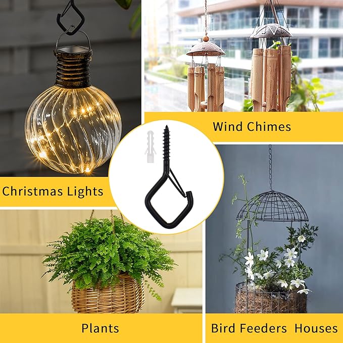 30 PCS Cup Screw-in Hanger Hooks with Safety Buckle, Windproof Screw Hooks Perfect for Hanging Outdoor String Lights, Plants, and Patio Lights,for Ceiling and Wall Mount, 2.2 Inches in Bronze