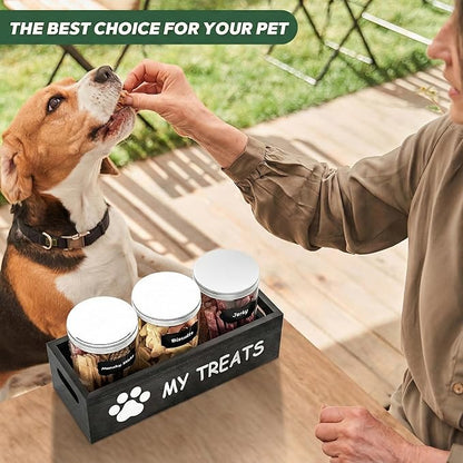 Dog Treat Container Airtight Storage Jars Set of 3 - Clear Plastic Pet Treat Canister with Lids - Dog Food Container for Countertop Organization (grey)