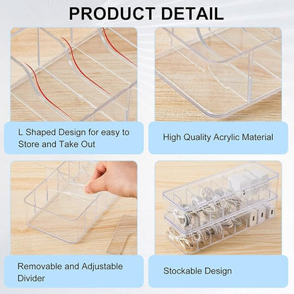 Tatuo 1 Pcs Cable Organizer Box with Wire Ties, Plastic Cord Storage Box with Lid, Electronics Organizer for Home Office Desk Organizers and Accessories (Clear)