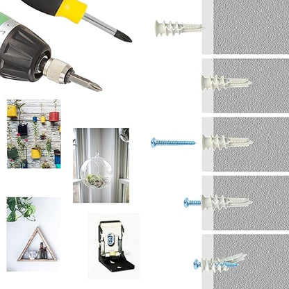 #8 Self Drilling Plastic Drywall Anchors with Screw kit, 20 Self-Tapping Nylon Wall Anchors + 20#8 x 1-1/4'' Screws, 75LBS Hanging and Mounting (Nylon-20)