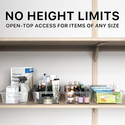 Simple Houseware 4 Pcs Kitchen Clear Bin Storage Organizer, 15" x 8" x 3.75"