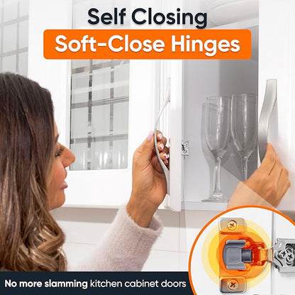 DecoBasics 40 Pack(20 Pair) 1/2" Overlay Soft Close Cabinet Hinges for Kitchen & Bath - Concealed Soft Close Hinge for cabinet Door w Self Closing Damper -Easy Upgrade -Stainless Steel Last a Lifetime