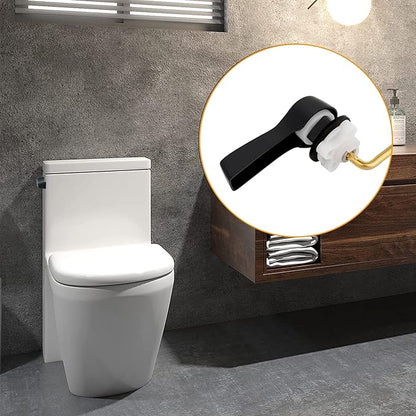 Hibbent Universal Metal Side Mount Toilet Handle Replacement Kit, Brass Toilet Flush Tank Lever with Stainless Steel Flapper Chains for Most Toilets, Matte Black Finish