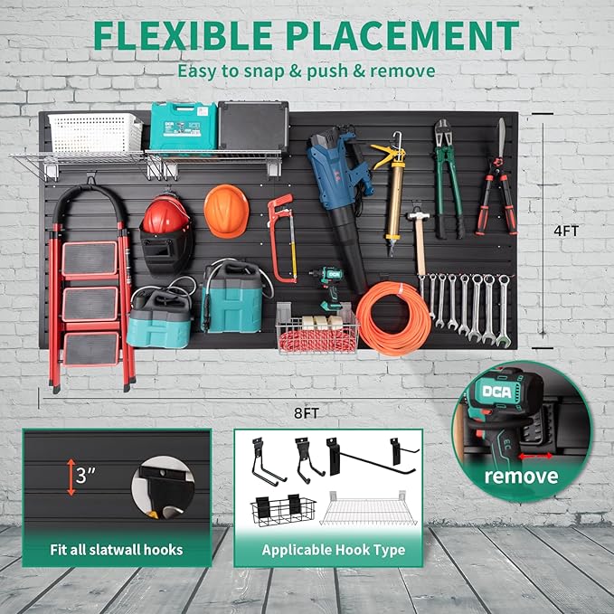 Slat Wall Paneling Garage Slat Wall Storage Systems, Slatwall Panels 4'x8' Slate Board Tool Organization, PVC Panels Organizer Black Slatwall Garage Storage & Organization Products