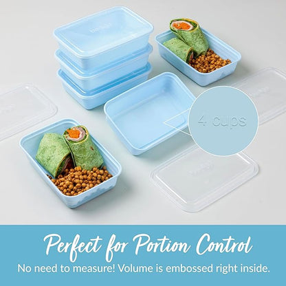Bentgo Prep - 20-Piece 1-Compartment Reusable Meal Prep Containers with Lids, PFAS & BPA Free Materials, Durable, Microwave, Freezer, & Dishwasher Safe To Go Food Storage (Sky)