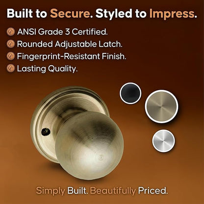 Copper Creek BK2090AB Ball Door Knob, Dummy Function, 1 Pack, in Antique Brass