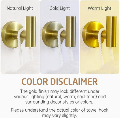 KES Bath Towel Hook Robe Hook for Bathroom Kitchen Wall Mount SUS 304 Stainless Steel Brushed Gold 2 Pack, A2164-BZ-P2