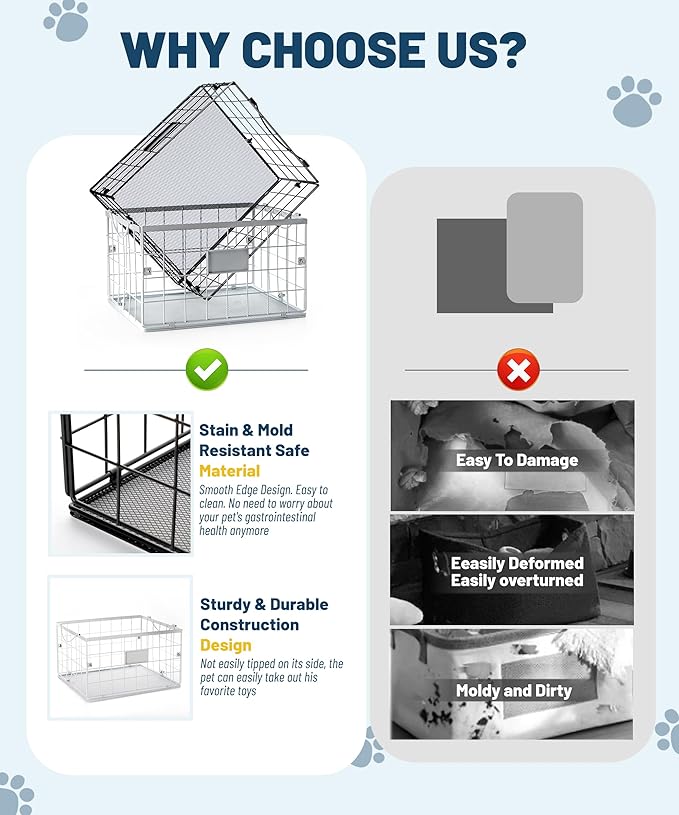 Dog Toy Basket, Dog Toy Storage Bin for Pet,Medium Toy Box for Dogs,Metal Storage Box with Handles,Toy Storage Organizer,Dog Toy Organizer Holder Boxes for Living Room（white）
