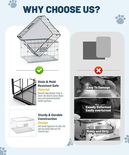 Dog Toy Basket, Dog Toy Storage Bin for Pet,Medium Toy Box for Dogs,Metal Storage Box with Handles,Toy Storage Organizer,Dog Toy Organizer Holder Boxes for Living Room（white）