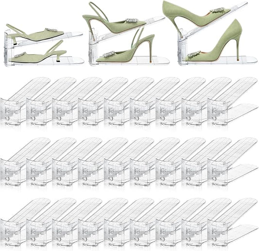 Shoe Slots Organizer,36 Pack Transparent Shoe Stacker Adjustable Shoe Slot Organizer Space Saver Shoe Rack Holder Shoe Storage Organizers for Closet,Transparent