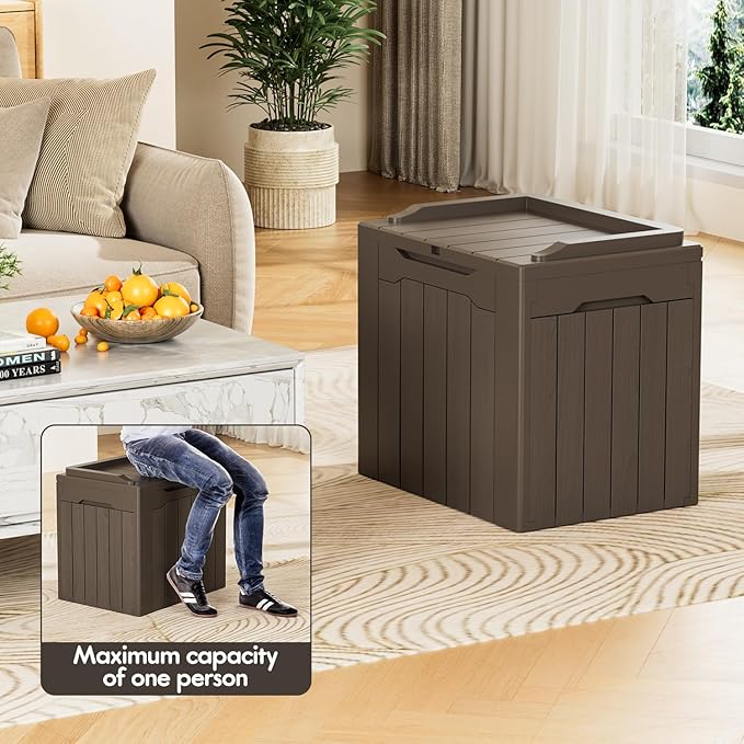 YESHOMY 30 Gal Plastic Storage Bins with Lid Stackable Box Organizers for Living Room, Office, Dorm, 2 Pack, Brown