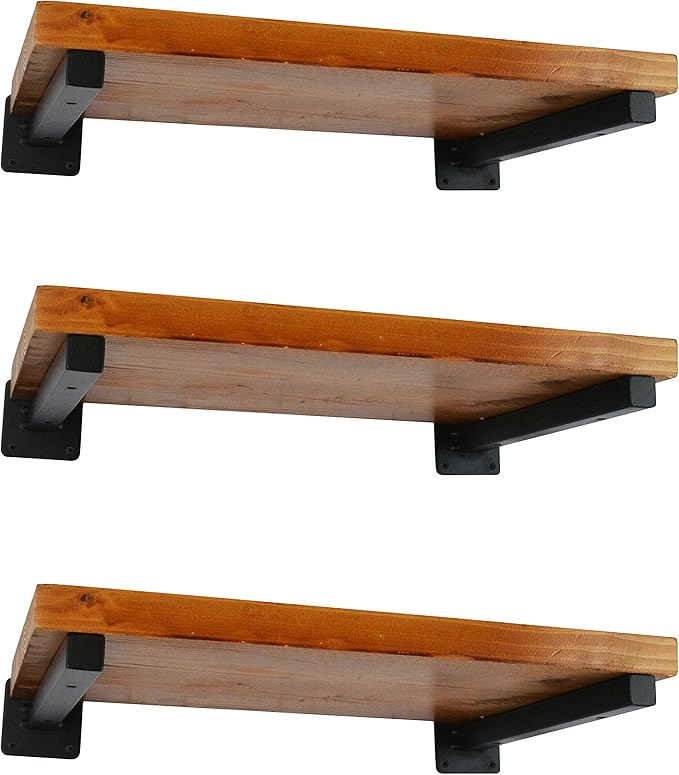 6 Pcs Black Shelf Bracket 6 Inch Heavy Duty Brackets for Shelf Metal Wall Floating Shelving Brackets Industrial Shelf Brackets for Space Saving
