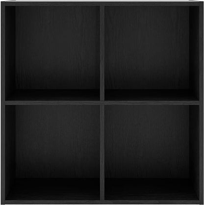 Homes: Inside + Out Apexa 4-Cube Storage Organizer Shelves, Stackable Wood Bookcase Fits Cubby Bins for Organization, Dorm Teen Room Decor & Home Office, Black