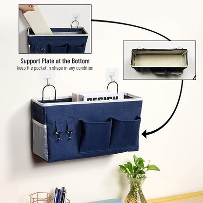 2pcs Large Wall Hanging Storage Bag, Door Closet Linen Fabric Pockets Organizer, Waterproof Multi Functional for Living Room Bedroom Bathroom Kitchen Office RV Camper with Hooks Navy