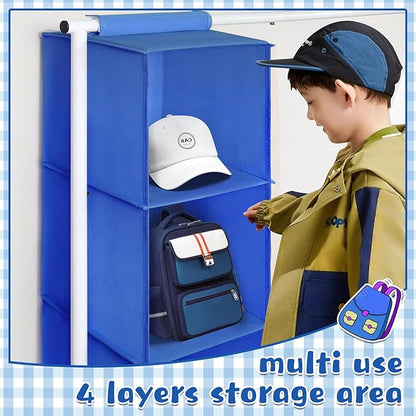 Univivi Kids Dress Up Rack with Hanging Organizer, Child Dress Up Storage for Hanging Clothes, Dance Costume Garment Rack for Baby Clothes, Dance Costumes, Blue/White
