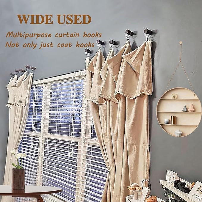 Decorative Wooden Wall Hooks and Small Cute Black Rustic Hooks Heavy Duty for Cubicle Hanging Coats,Towel,Picture,Hat,Purse,Key Hook,Plant,Dog Leashes