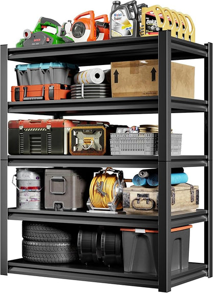 48" W Storage Shelves 2500LBS Garage Shelving Heavy Duty 5 Tier Adjustable Shelving Unit Metal Storage Rack for Basement Warehouse Supermarket 23.6" D x 47.2" W x 72" H