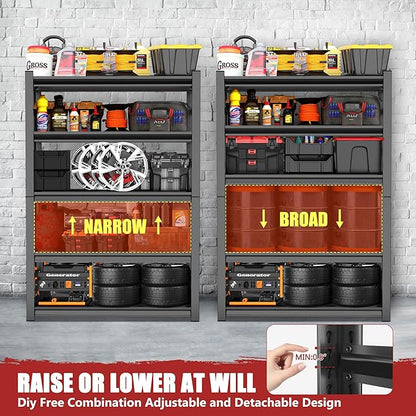 40" W Metal Garage Shelving Unit 2500LBS Heavy Duty Storage Shelves 4 Tier Adjustable Shelves Unit Metal Shelving for Kitchen Warehouse Pantry Basement, 40" W×63" H×16" D, Black