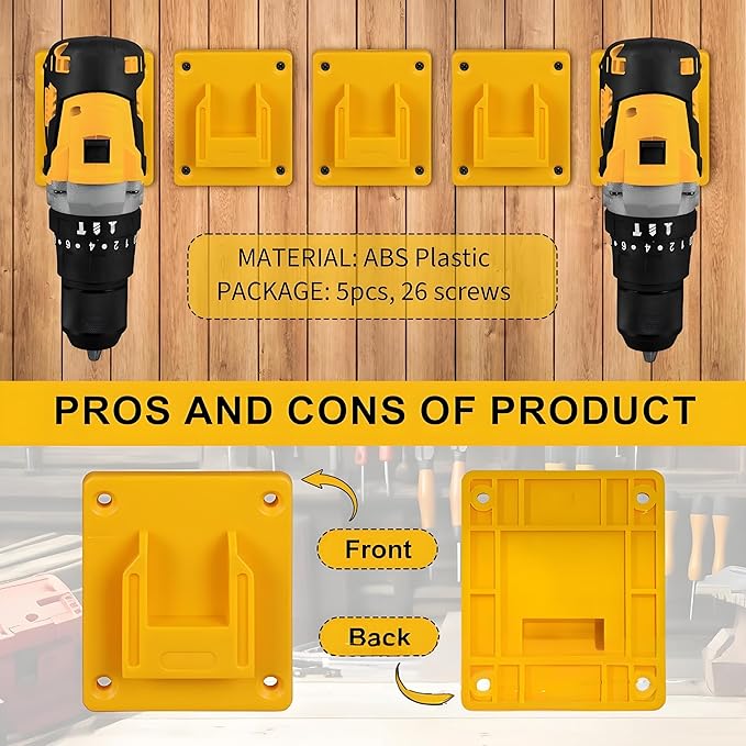 10pc Tool Holders and Battery Holder for Dewalt 20V 60V Wall Mount Hanger Battery Drill Tool Storage Shelf with Screws
