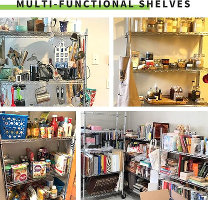 Wire Shelving 32" H x 23W x 13D Storage Shelf with Wheels Adjustable 3 Tier Metal Shelves Unit for Small Places Kitchen Storage Rack Shelf Organizer, 450Lbs Capacity, Chrome