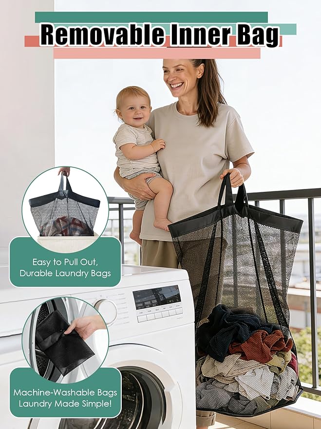 Laundry Hamper with Lid, Reinforced Sturdy Clothes Hamper with Anti-Puncture Base, Large Collapsible Laundry Basket with Removable Liner Bag, Tall Dirty Clothes Bin for Family, 100L Cream