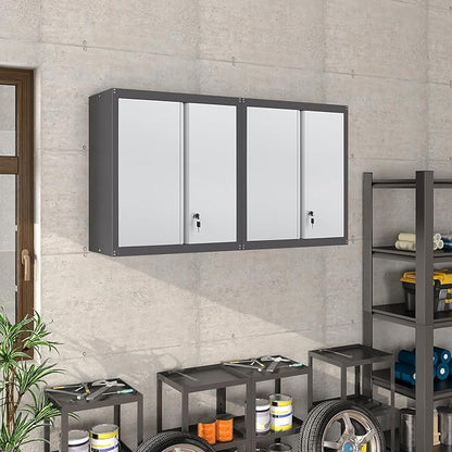 Garage Wall Cabinet,Locking Wall Cabinet with Shelves,Wall Mounted Storage Cabinet,Metal Wall Cabinet for Garage,Basement,Home,Gray
