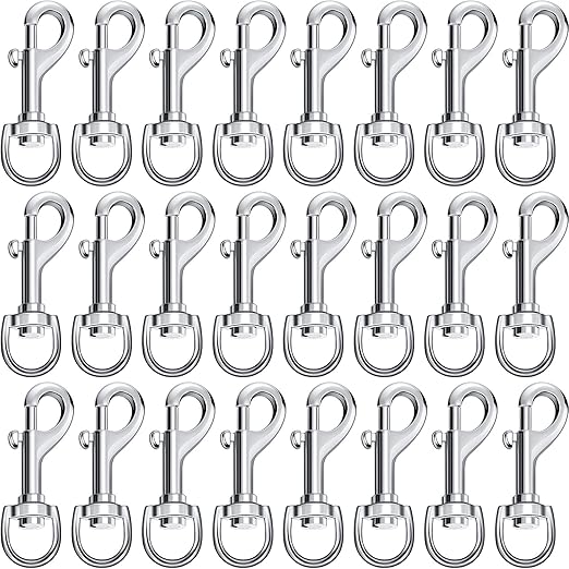 Therwen 24 Pcs Swivel Snap Hooks for Dog Leash Heavy Duty 2.76 Inch Flag Clasp Single Ended Clip Hooks Multipurpose Bolt Snap for Keychain Camera Strap Linking Pet Leash(Classic Style,0.59")