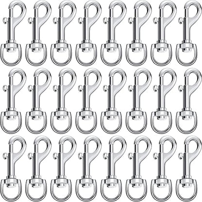 Therwen 24 Pcs Swivel Snap Hooks for Dog Leash Heavy Duty 2.76 Inch Flag Clasp Single Ended Clip Hooks Multipurpose Bolt Snap for Keychain Camera Strap Linking Pet Leash(Classic Style,0.59")