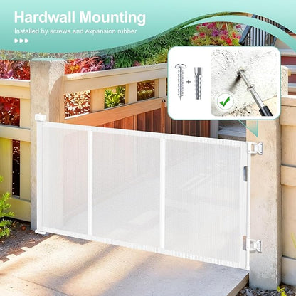 EZIGO Retractable Baby Gates Replacement Parts, Full Set Wall Mounting Accessories Including Brackets, Latches, Screws for 120 inch Extra Wide Baby Gate Pet Gate Mesh Gate Retractable Dog Gate, White