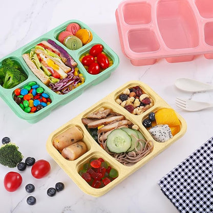 Bento Box Adult Lunch Containers 4 Pack, 5 Compartment Reusable Lunchable Containers for Kids, Stackable Snack Box With XXL Space for Sandwiches,Meal Prep for School Travel