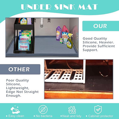 URMONA Waterproof Silicone Under Sink Mat 31'' x 22'' Shelf Liner for Kitchen and Bathroom, Cabinet and Counter Protector, Storage and Organizers, Litter Mat, Pet Cat Puppy Essentials(Brown)