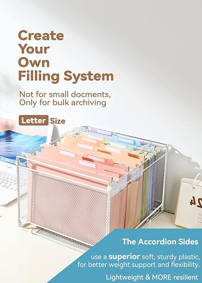 Plastic High Capacity Hanging File Folders, 4" Expansion for Bulky Documents, Side-Sealed Pocket, Holds Heavy Files, Letter Size, Movable Dividers, Insertable Tabs, 6 Pack, Pink