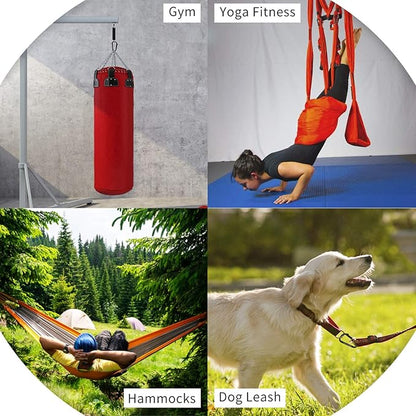 Carabiner Clip, 855lbs,3" Iron Heavy Duty Caribeaners for Hammocks, Camping Accessories,Hiking,Keychains,Outdoors and Gym etc,D Shaped Spring Hook Small Carabiners for Dog Leash,Harness and Key Ring.