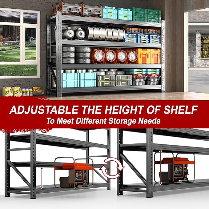 Garage Storage Shelves, 5000lbs 4 Tier Adjustable Garage Shelving, Heavy Duty 60" W x 24" D x 60" H Metal Shelving Unit, Utility Rack Shelf, Industrial Shelve Units for Storage Warehouse Pantry Closet