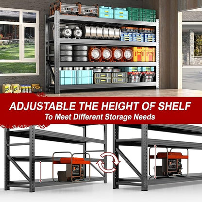 Garage Storage Shelves, 5000lbs 4 Tier Adjustable Garage Shelving, Heavy Duty 60" W x 24" D x 60" H Metal Shelving Unit, Utility Rack Shelf, Industrial Shelve Units for Storage Warehouse Pantry Closet