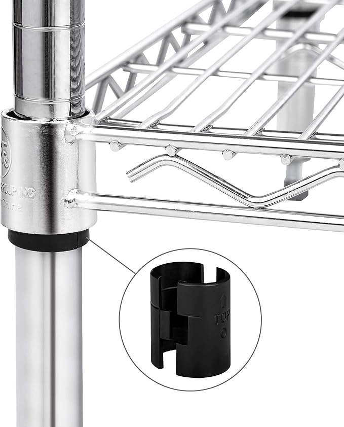 DuraSteel Wire Shelving Shelf Lock Clips / Shelving Sleeves - Fits with Thunder Group, Alera, Honey Can Do, Eagle, Regency, Metro and more - For 1" Post, Plastic, Black, Pack of 4 Pcs