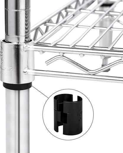 DuraSteel Wire Shelving Shelf Lock Clips / Shelving Sleeves - Fits with Thunder Group, Alera, Honey Can Do, Eagle, Regency, Metro and more - For 1" Post, Plastic, Black, Pack of 4 Pcs