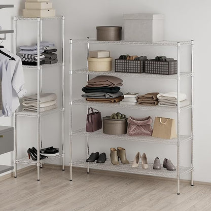 18" Deep x 54" Wide x 64" Height Wire Shelving Kit | 5-Tier | NSF Commercial Storage Rack Unit