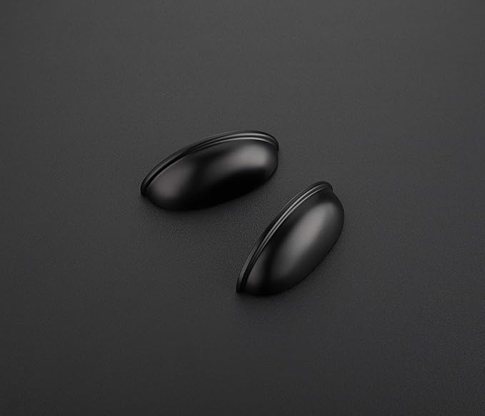 Ravinte 25 Pack 3" Drawer Pulls Flat Black Cabinet Cup Pulls Kitchen Hardware Cabinet Handles Drawer Handles Knobs 3 inch Hole Center