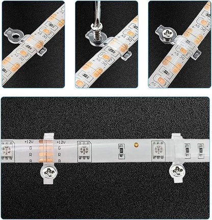 100 Pcs Strip Light Mounting Brackets, 10mm Outdoor LED Strip Light Mounting Clips, Led Light Strip Clips, One-Side Fixing Clips Brackets for 10mm Wide Waterproof Strip Lights, with 100 Screws